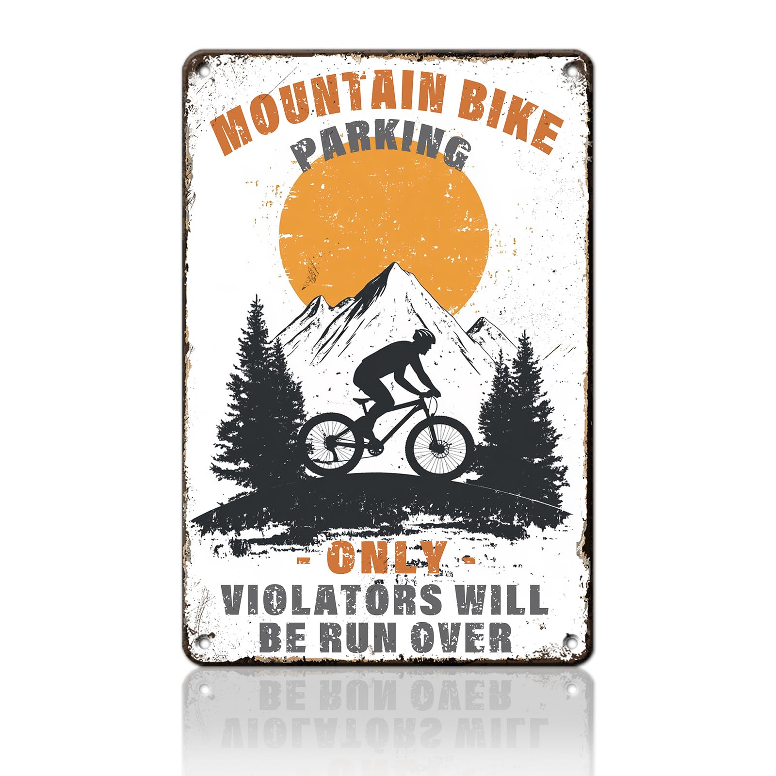 Anceky Mountain Bike Parking Only Sign Funny Metal Tin Sign Vintage Wall Decor for Home Garden Yard Porch Fence 12×16 Inch