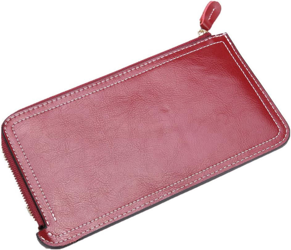 Wohaosen Women's Genuine Leather Multi Card Holder Thin Wallet with Zipper Purse