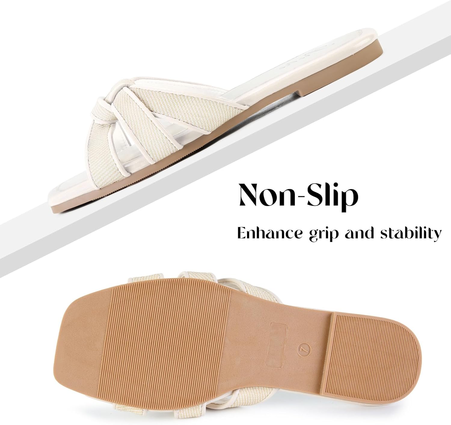 Putu Women's Flat Sandals Square Toe Slide Sandals Braided Sandals for Vacation - Image 4