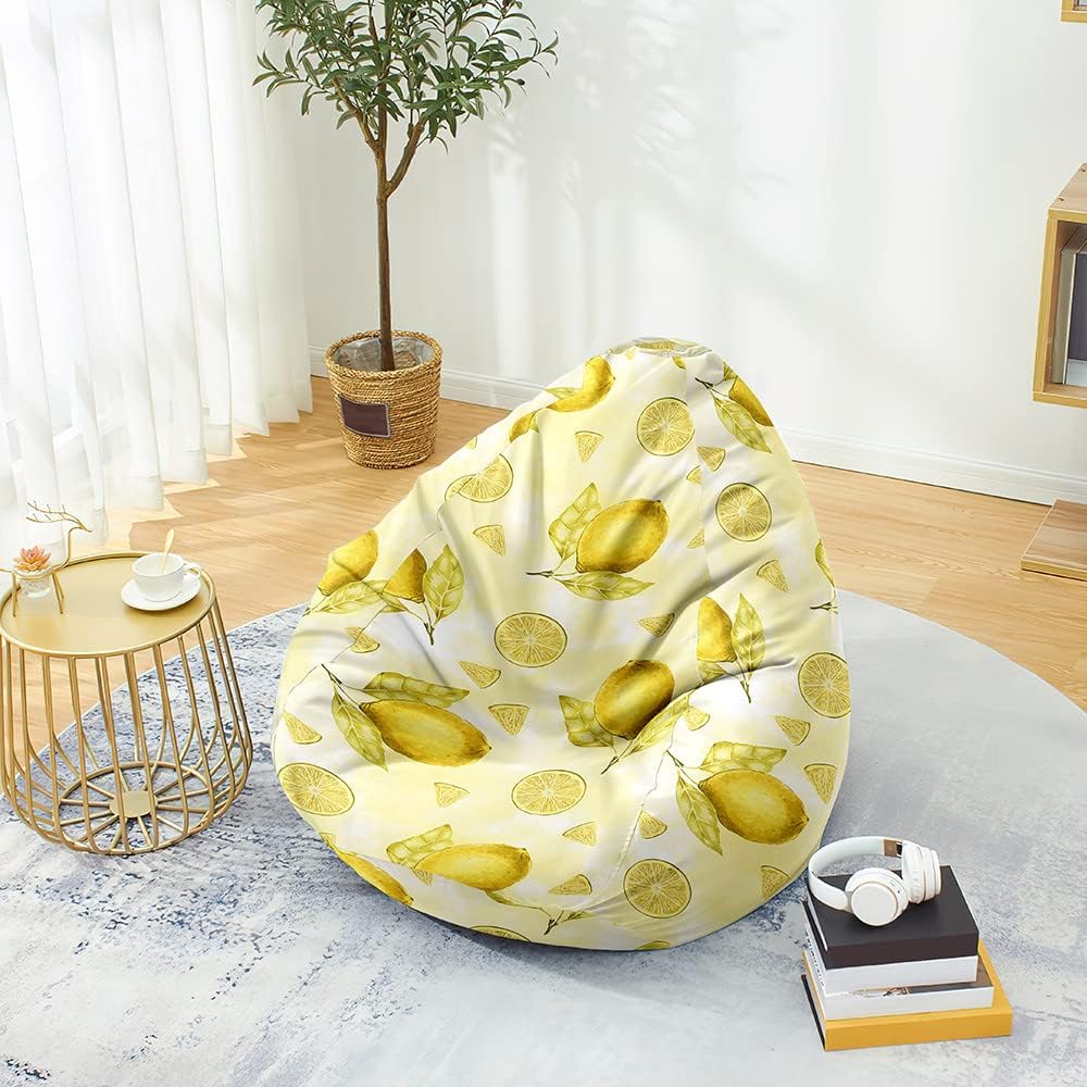 Mateju Bean Bag Chair, Beanbag Chair Adult, Summer Fruits Bean Bag Without Filling, Plush Toy Storage Large Bean Bags, High Back Bean Bags, Suitable for Indoor and Outdoor Beanbag (Tangerine,S)