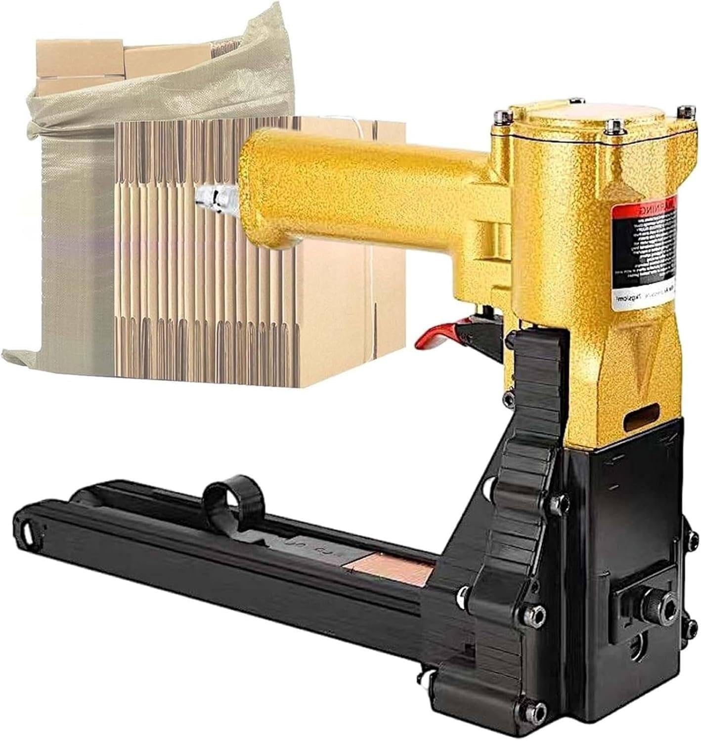 ZHJOPP Air Pneumatic Stapler, Carton Box Closer with 100 Nail Magazine, Adjustable Depth Stapler Gun for Paper Corrugated Boxes (22mm)