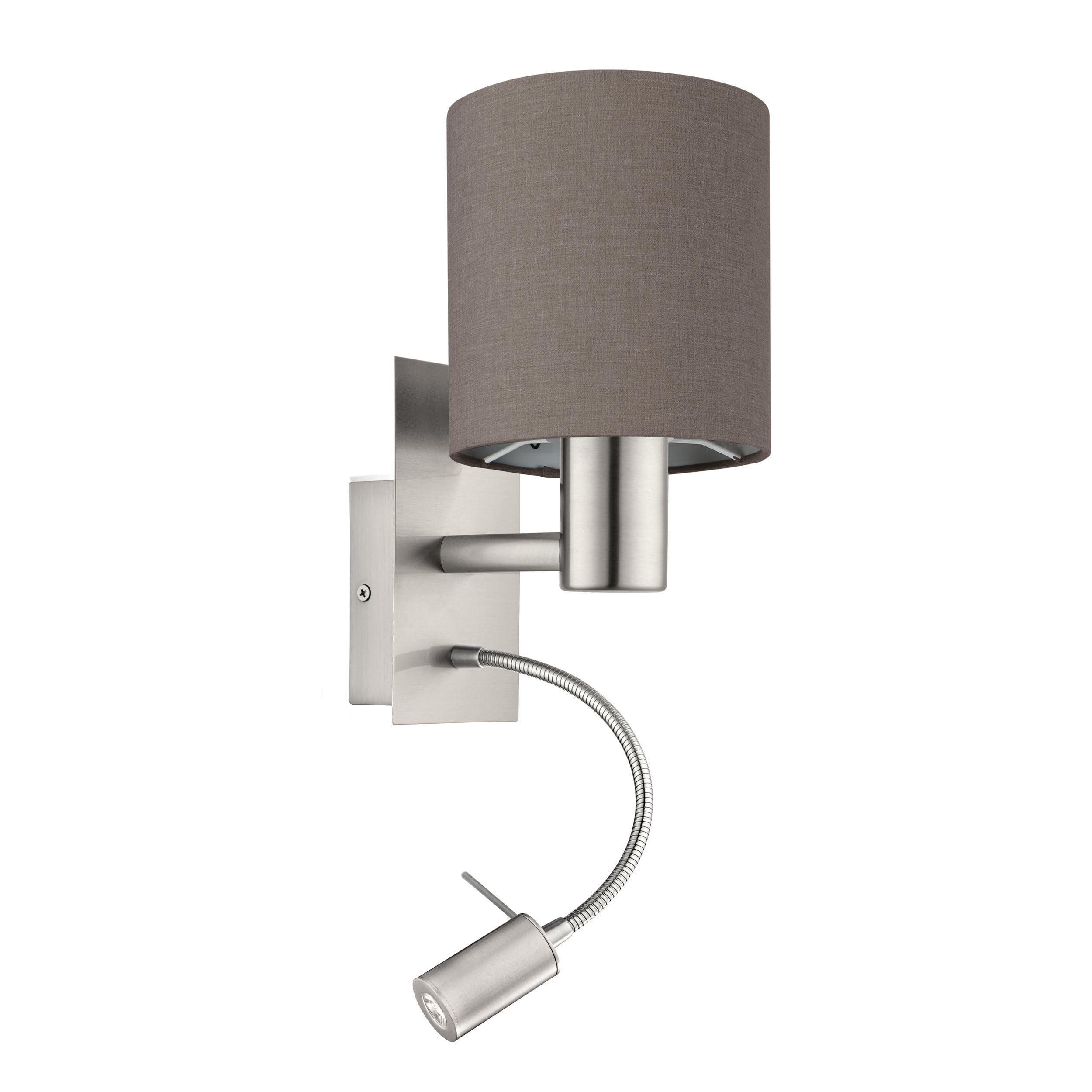 Eglo Light/Anthracite Pasteri Wall With Shade And Led Reader