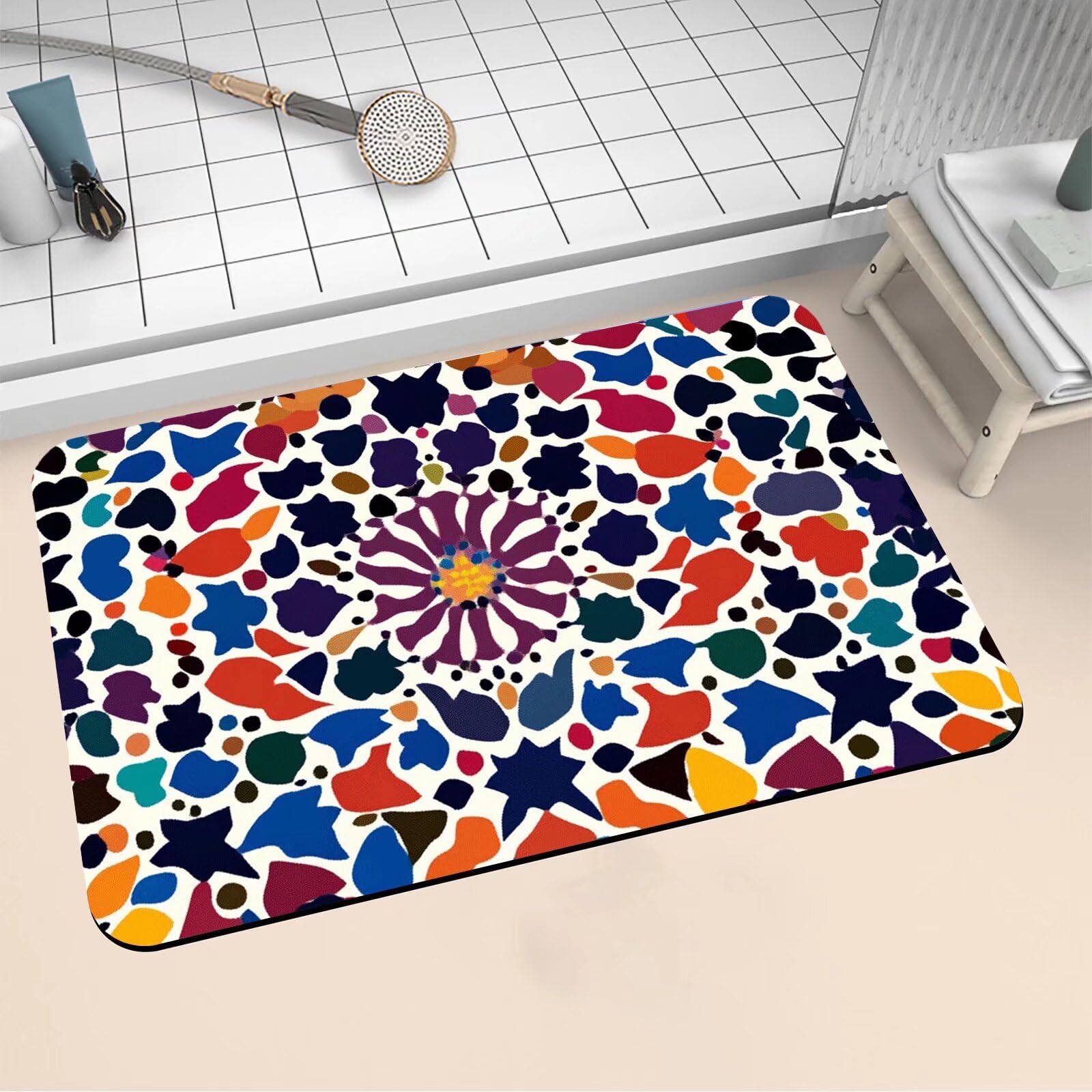 Badezimmerteppich, Badematte Rutschfest, Badteppich 80x150cm, Dünn Saugfähig Badvorleger Waschbar Schnell Trocknend Duschvorleger für Küche, Badewannen, Toilette Deko, Bathroom Bath Mat Dark 16-980