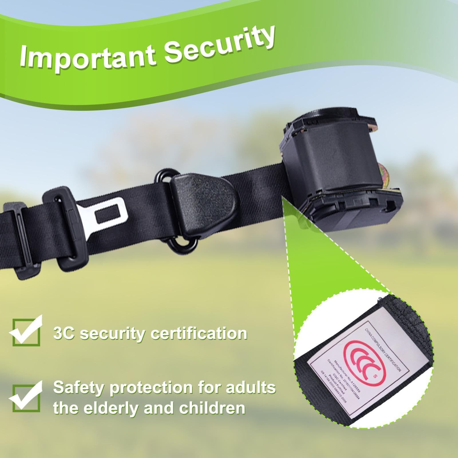2 piezas de repuesto para cinturón de seguridad, 3 mx 48 mm, universal, automático, de tres puntos, para sedán, camiones, caravanas, vehículos y remolques, asientos delanteros y traseros