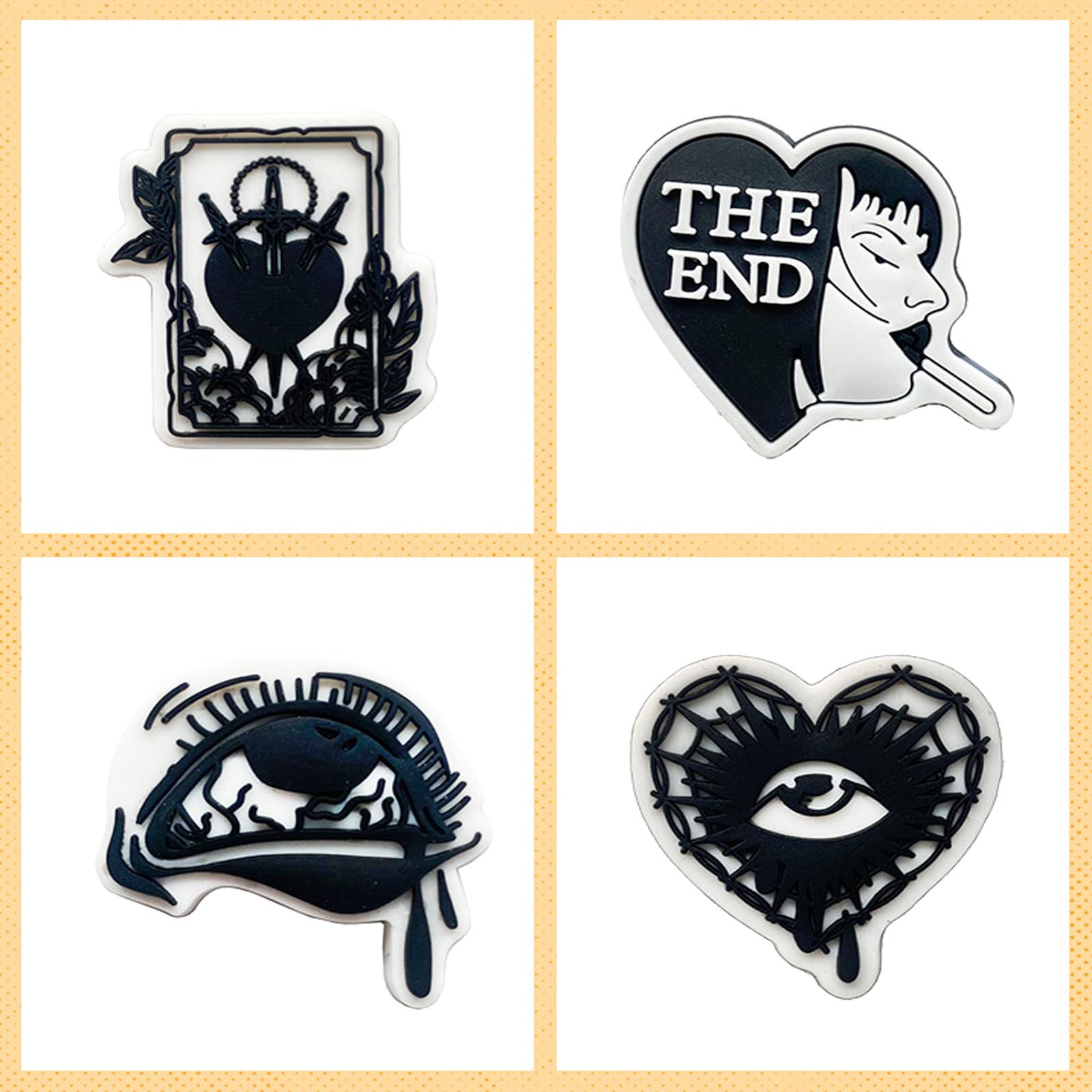 Pwsap 23PCS Fresco Adornos de Zapatos Estilo Negro, Ojo de Calavera Gótico Encantos para Clog Sandalias Pulseras, EMO Gótico Punk CLOG Charms Accesorios, Moda Decoración del Zapato, Regalo de Fiesta