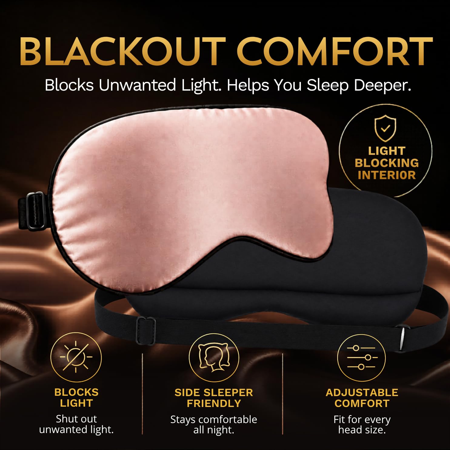 Antiarrugas para dormir para mujer, máscara de ojos de seda de morera súper suave para dormir y cuidar la piel, antienvejecimiento con tecnología de cobre