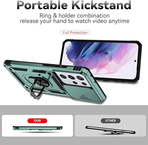 Miniatura 7 de Funda para Samsung Galaxy S21 Ultra con protector de pantalla para lente de cámara, protector de pantalla, prueba de caídas de grado militar,