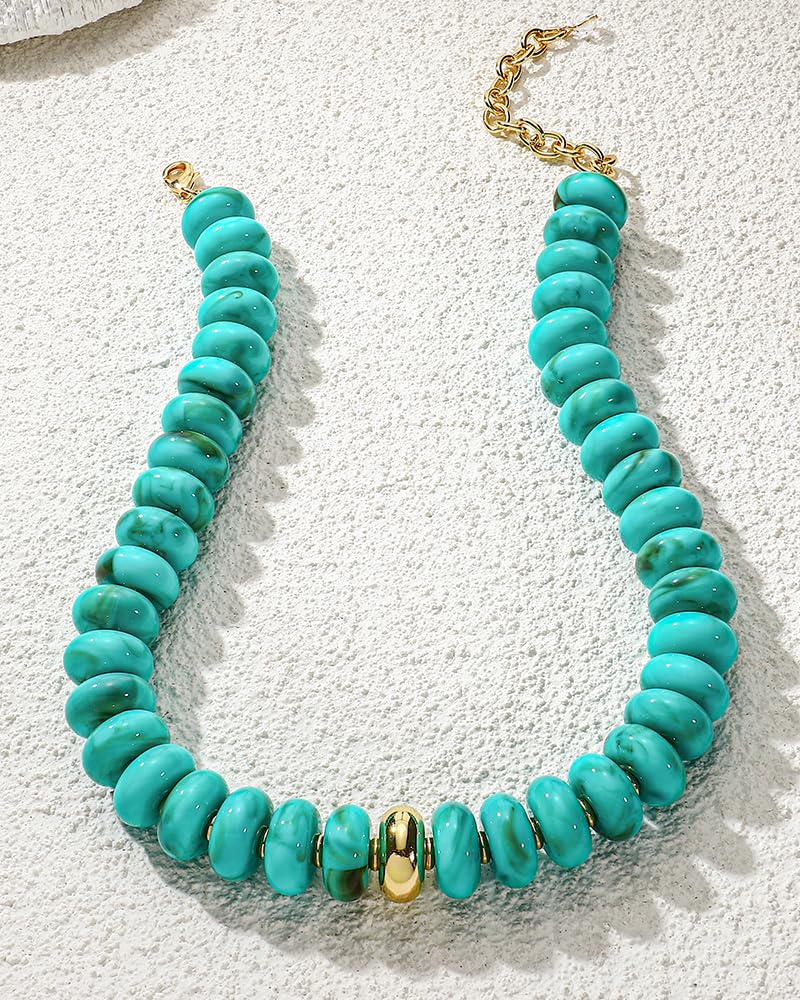 Mothers Day Gifts Chunky Beaded Choker Necklace for Women Statement Necklace with Gold Accent Adjustable Beach Summer Jewelry Trendy Boho Necklaces in Multiple Colors y2k Jewelry — view 7