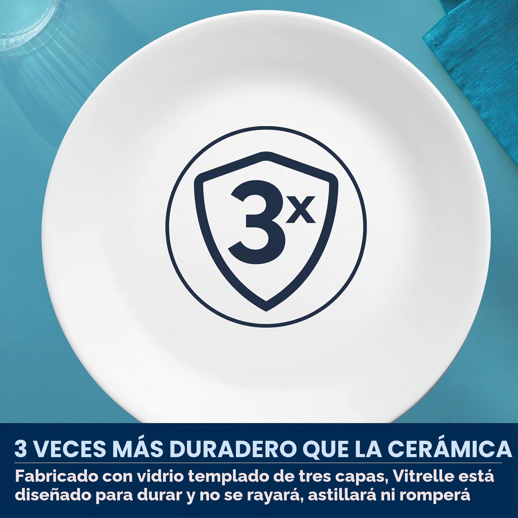 Corelle Juego de vajilla (juego de 12 piezas, casa de campo) - Juego de vajilla para 4 4 x: platos llanos, platos laterales y cuencos 3 veces más duraderos, la mitad del espacio y el peso de la