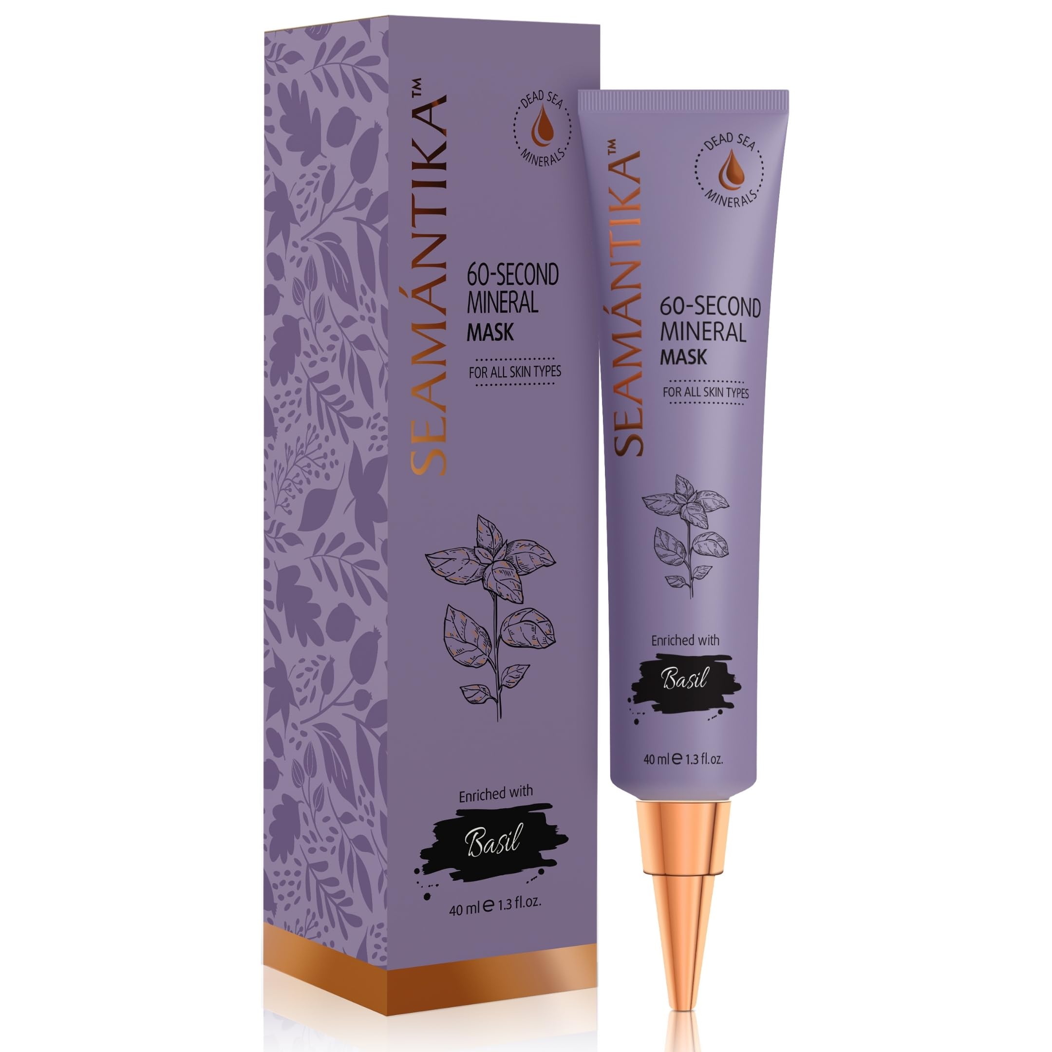 SEAMANTIKA - Masque Visage 60 Secondes au Basilic - 40 ml | Le masque 60 secondes au basilic aide à lisser l'apparence des ridules et à améliorer la texture et l'éclat du teint.