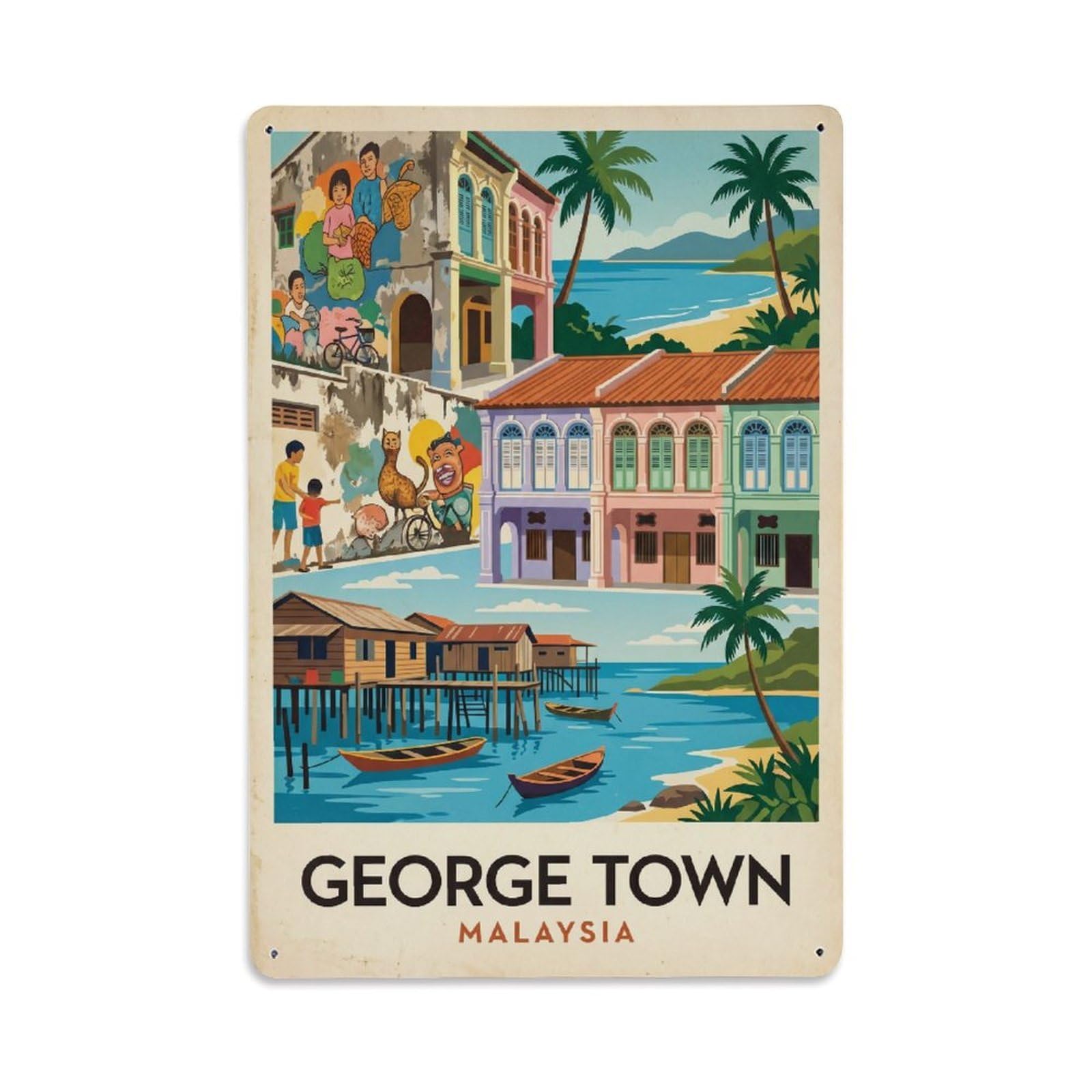 Metal Tin Sign Travel Retro Malaysia George Town