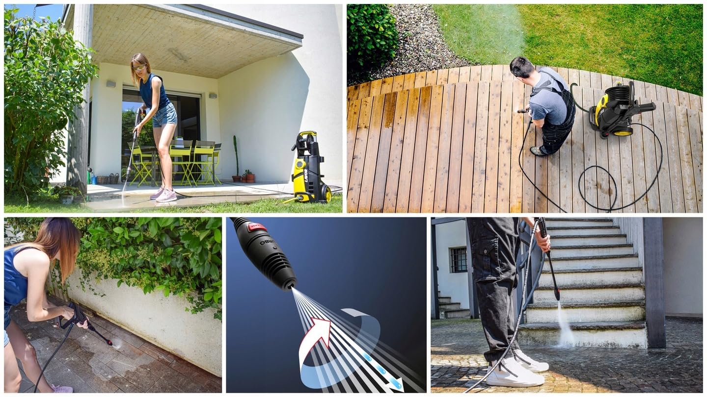 LAVOR Myjka Ciśnieniowa Prime 165 Zestaw Max: 250 EwBAR, Moc Silnika: 2500 W, Wąż Do Kanalizacji 6m, Aluminiowa Pompa, Bęben do zwijania, wzmocniony ABS, Dysza Turbo, zestaw do czyszczenia patio