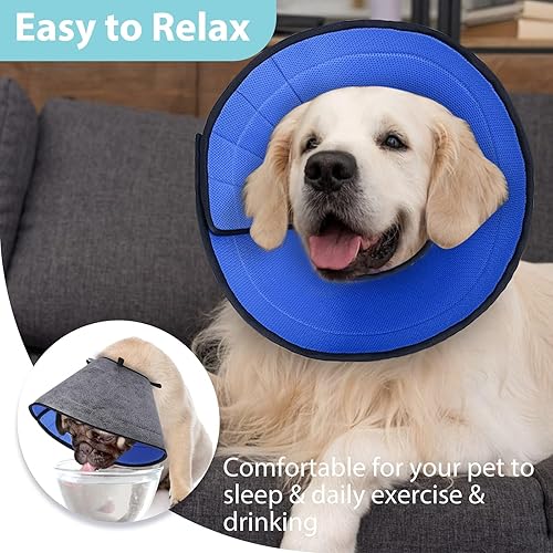 Miniatura 5 de Cono para perros y gatos pequeños, medianos y grandes, cono suave para perros después de la cirugía, collar de cono de recuperación de cuero ligero