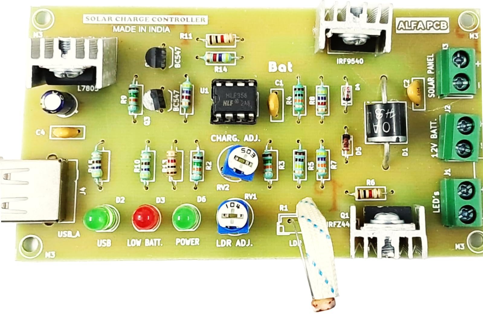 12V 10A Solar Charge Controller Board with Dusk to Dawn Street Light Function - Assembled Board