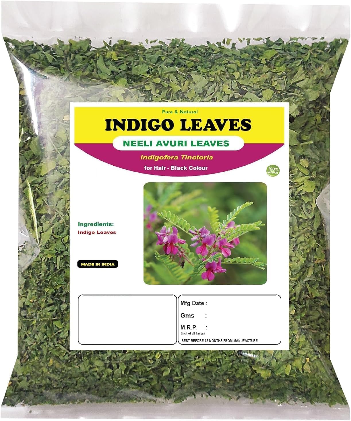 Indigo Dry Leaves for Hair Black Colour - 150g - Indigofera Tinctoria | Neeli Avuri - Natural Hair Colour, Smooth & Shiny Hair