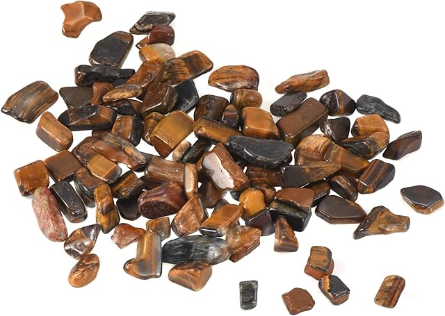 sourcing map 400g/0.88lb 7-9mm Tumbled Chips Stone, Natural Crushed Crystal Quartz Irregular Polished Stones Gravel Decoration for Aquarium Plants Vase Filler, Brown