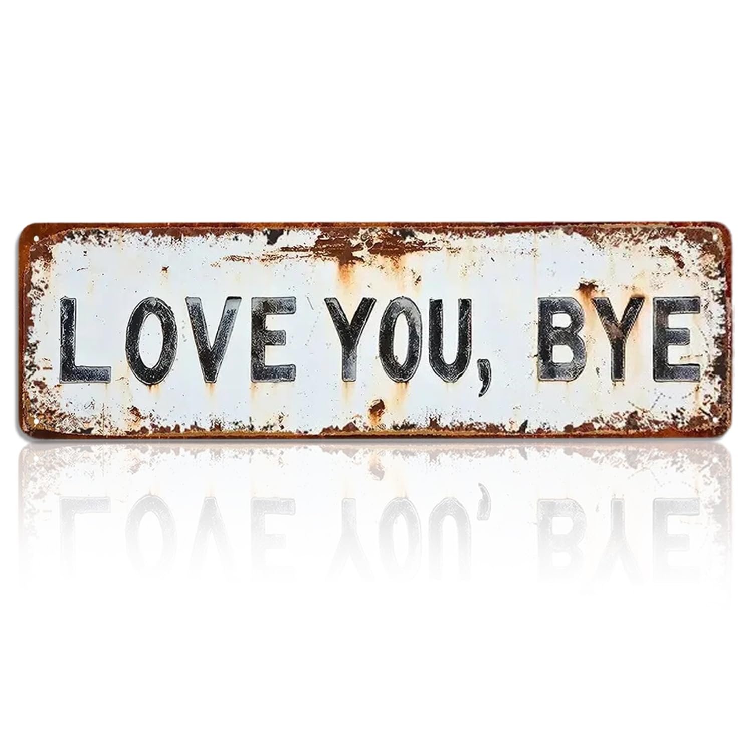 Love You Bye Sign, 16x4 inch Aluminum Door Plaque, Vintage Home Decor, Love You Bye Above Door Sign for Bedroom, Living Room, Hallway, Garden