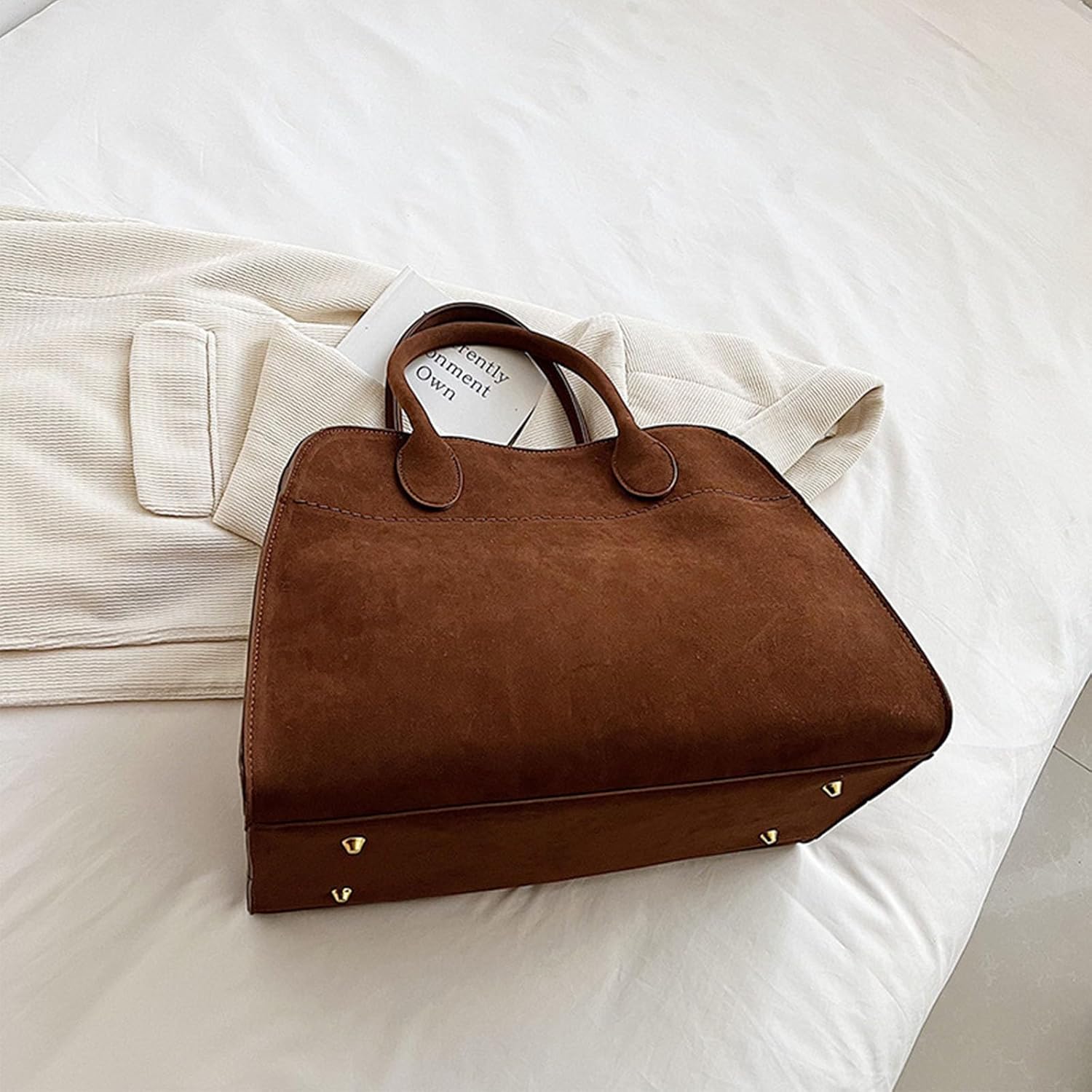 Modavo Parisian Stroll Bag brown suede handbag suede satchel bags for women Fashion Retro Shoulder Satchel
