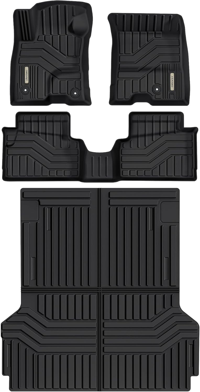 OEDRO Upgraded Floor Mats & Truck Bed Liner Fit for 2022-2025 Ford Maverick Hybrid, All Weather Fit Maverick Car Rubber Mats Includes 1st & 2nd Row and Bed Mat, Black