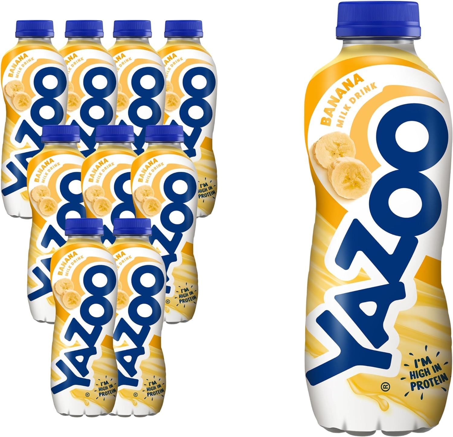 YazooBanana Milkshake Milk Drink, High in Protein & Calcium, 400 ml (Pack of 10)