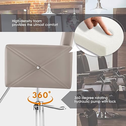Miniatura 15 de Artist Hand Silla de salón para estilista, silla de estilista con bomba hidráulica resistente, equipo de belleza giratorio de 360 grados para Negro