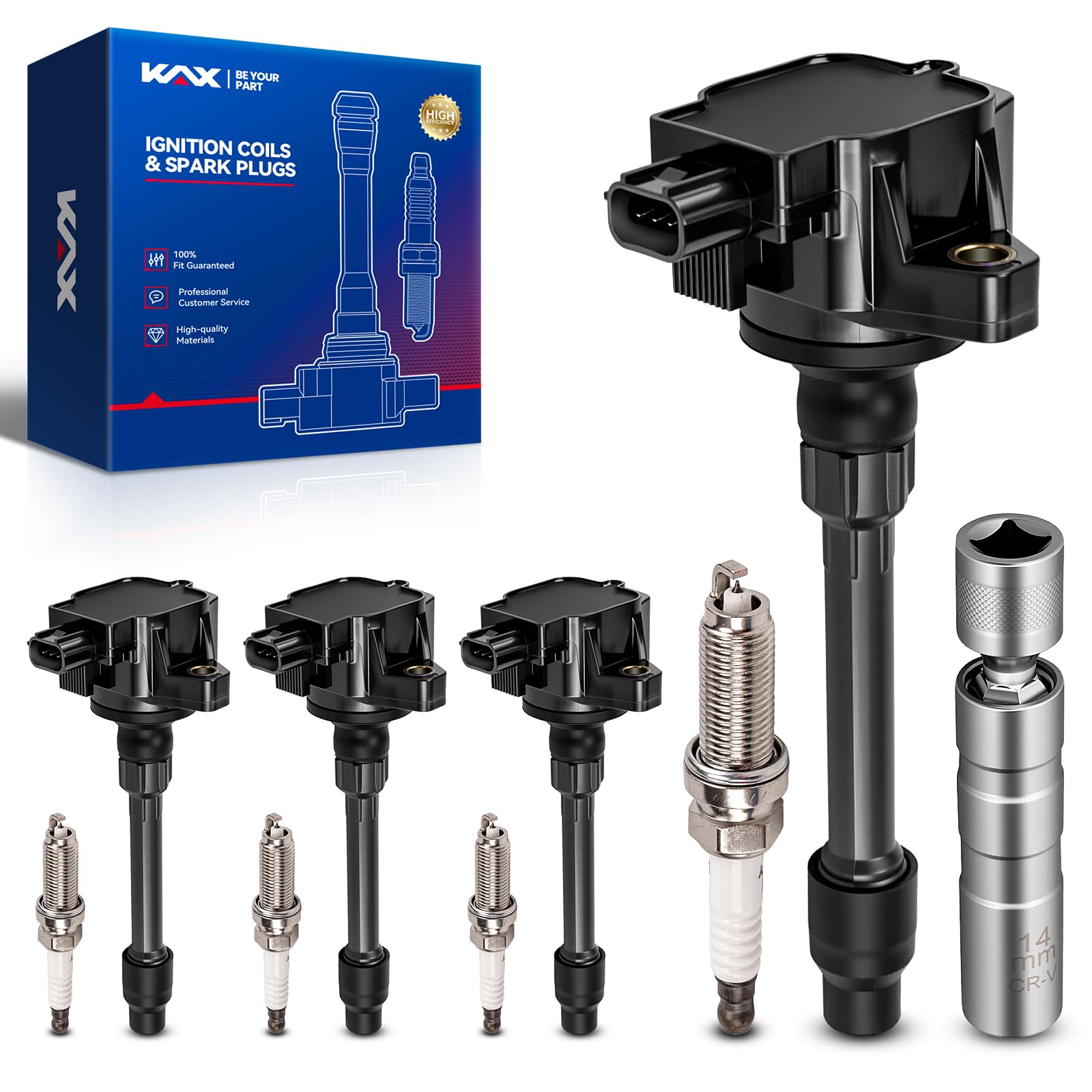 KAX 4 Ignition Coils &amp; 4 Spark Plugs Set for Honda CR-V 2017-2022 1.5T