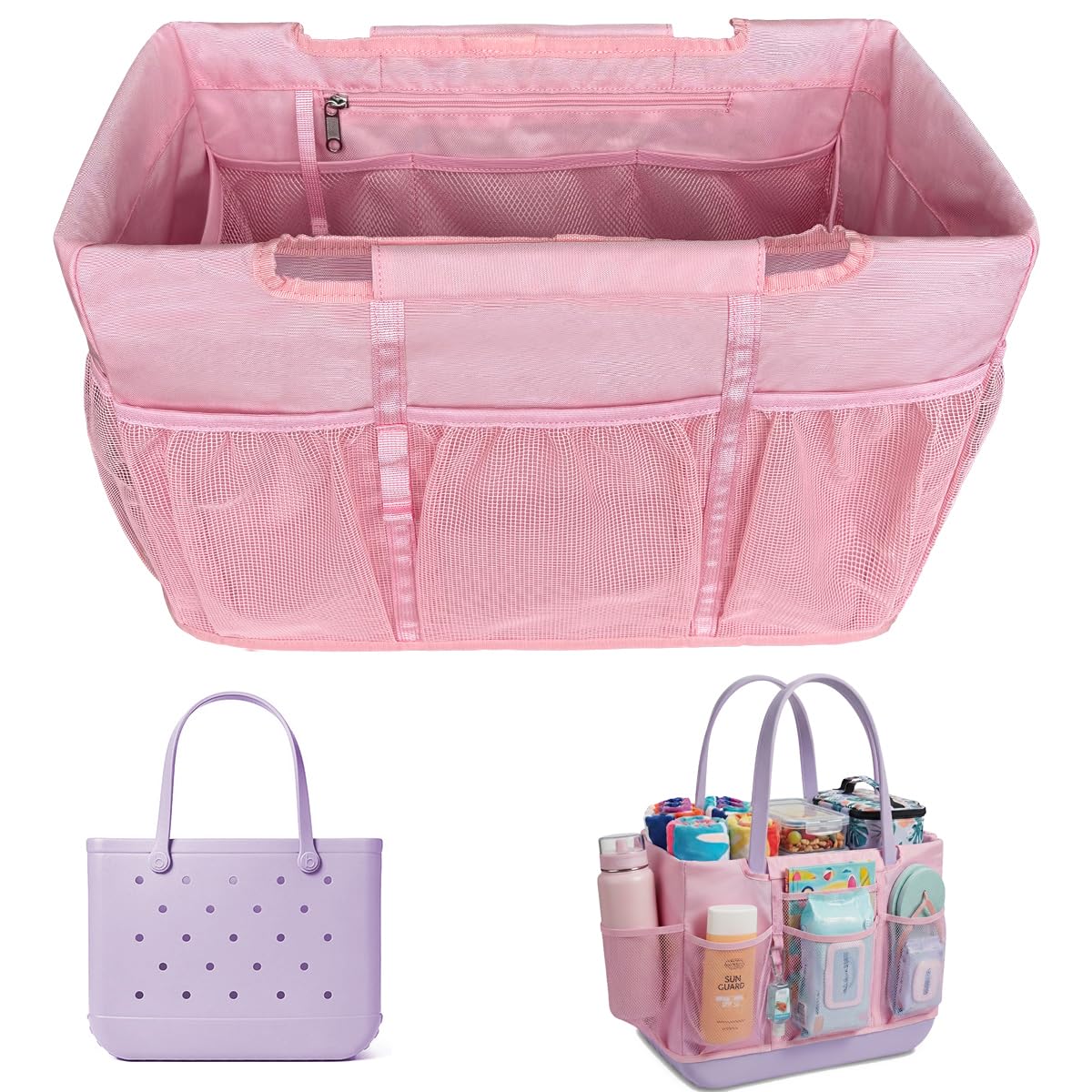 Organizer Insert Compatible with Extar Large Bogg Bag Inner Outer Bag Cover Multi-Pocket Liner with Zip Pouch Easy-Access Exterior Mesh Pockets Picnic