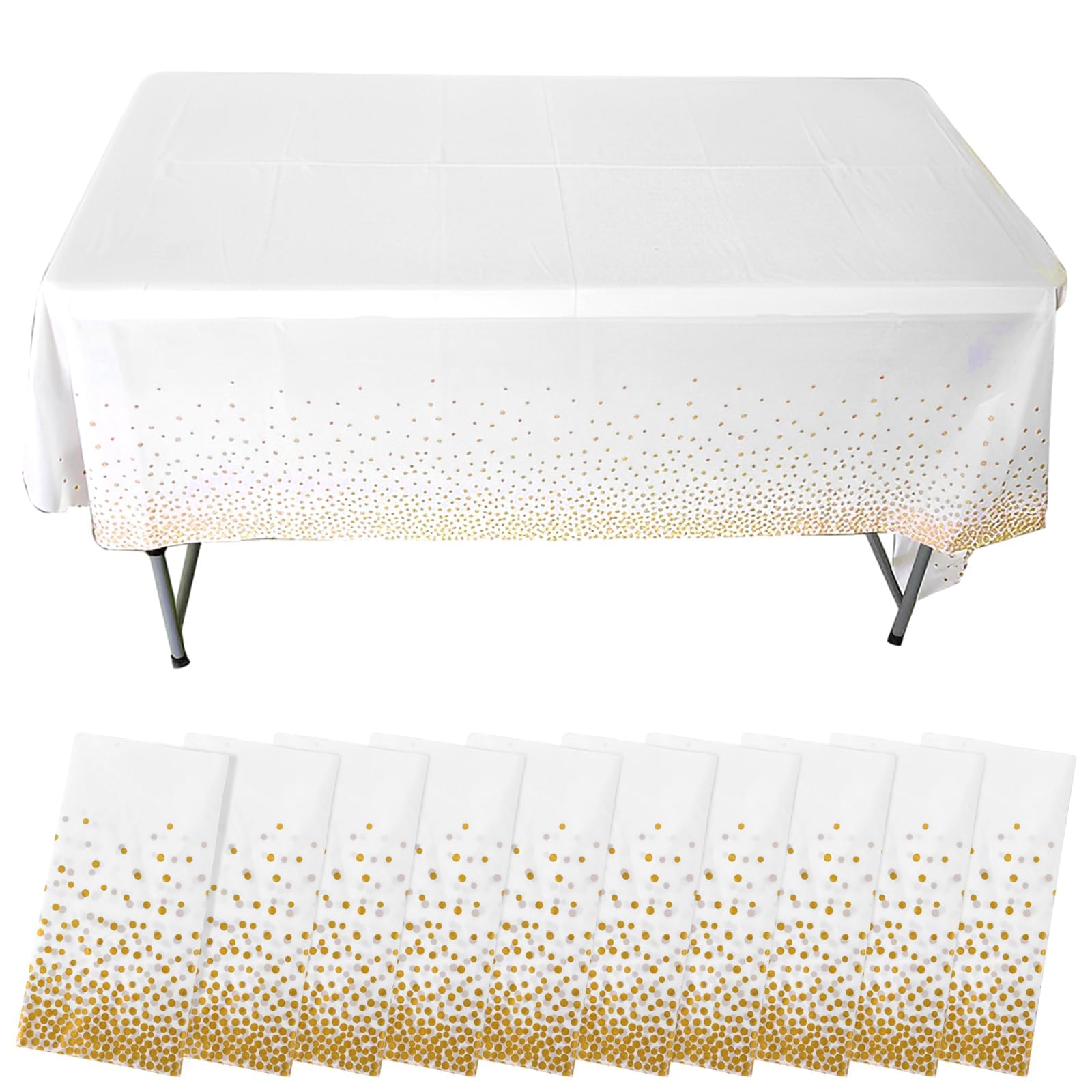 Nappe blanche jetable effet tissu avec détails dorés pour réception élégante et banquet