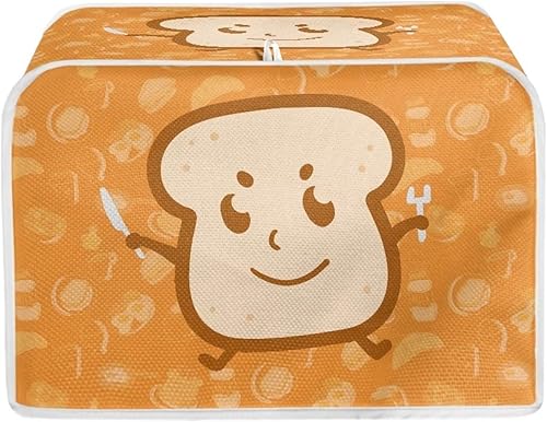 Doojoayie Cubierta para tostadora de pan de dibujos animados, ranura larga de 2 rebanadas que mantiene la tostadora libre de polvo y huellas
