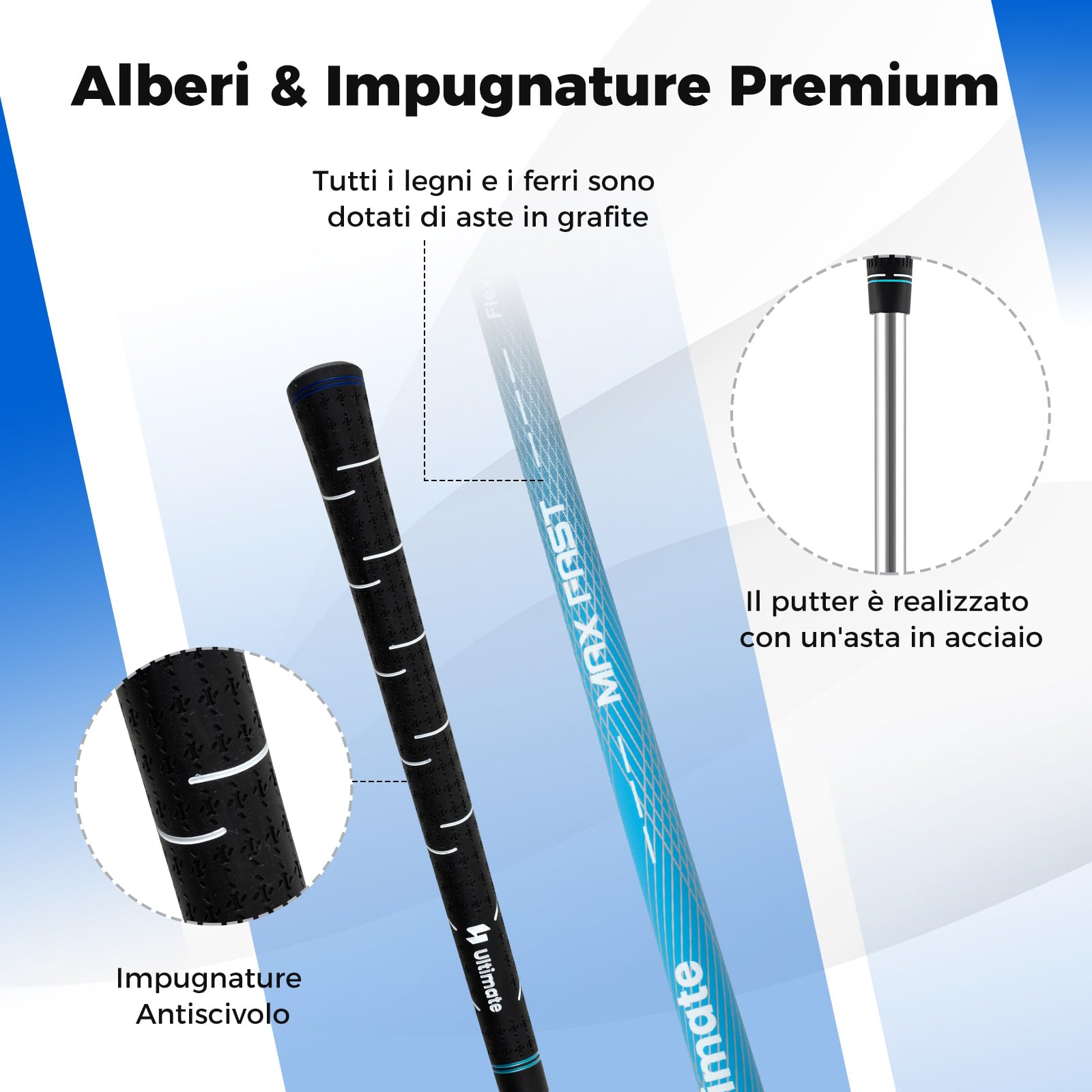 COSTWAY Set Completo di Mazze da Golf con Sacca a Treppiede, Include con Driver 1 da 460CC, Legno 3, Ibrido, Ferri 5, 6, 7, 8, 9, P, S, Putter e Copertura Antipioggia per Destrimani