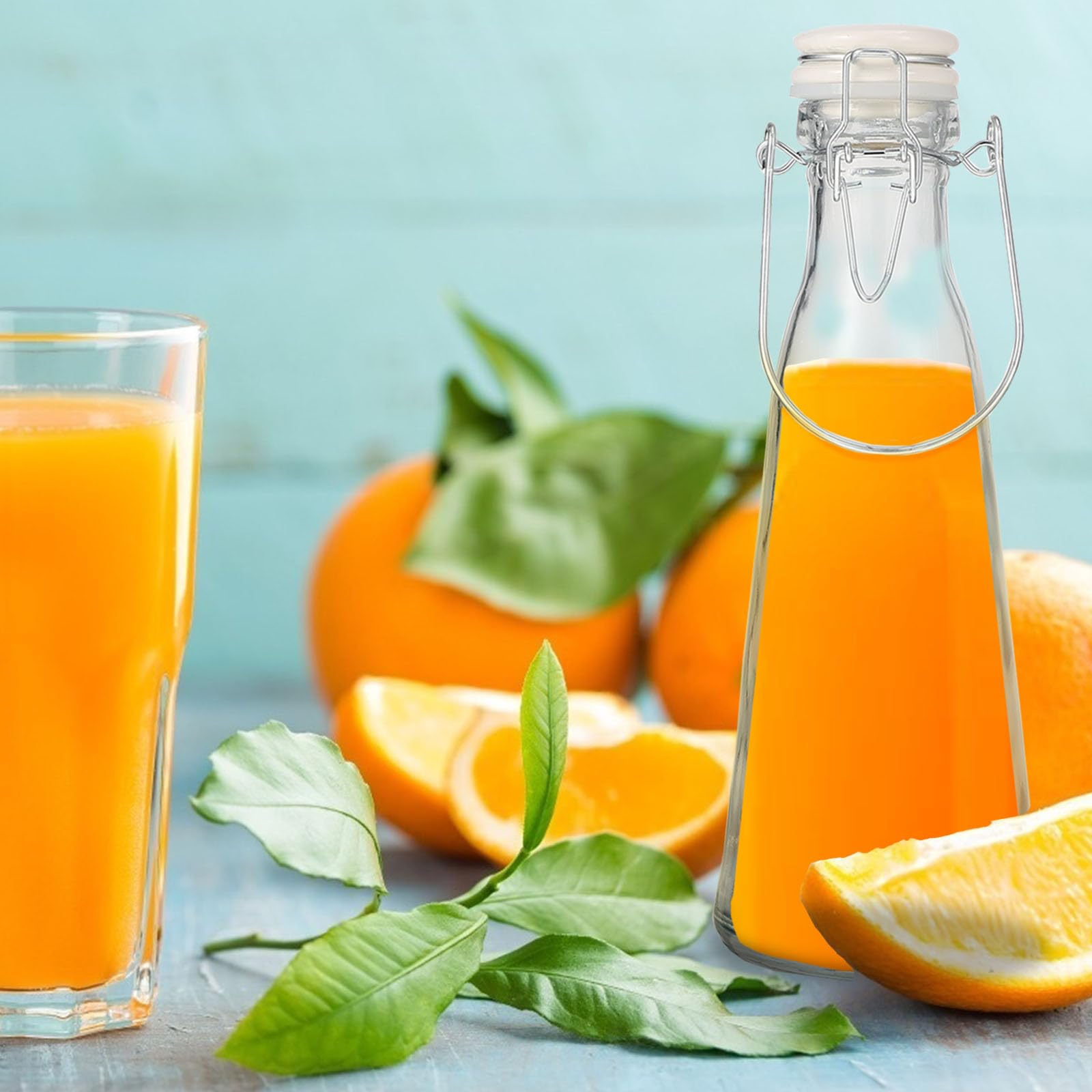 2 Stück Glas Trinkflaschen 500ml und 1000ml mit Sicherem Verschluss Umweltfreundliche Flaschen für Milch und Saft im Milchtee oder Coffeeshop