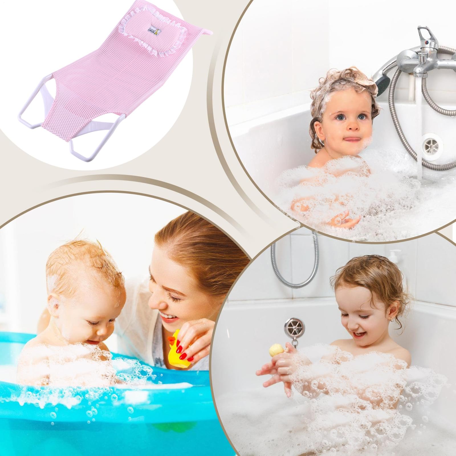 Soporte de Baño de Malla para Bebés Asiento de Ducha Cómodo de Malla | Red de baño para niños pequeños para Niños y Niñas, Baño en Casa, Ducha, Padres Primerizos