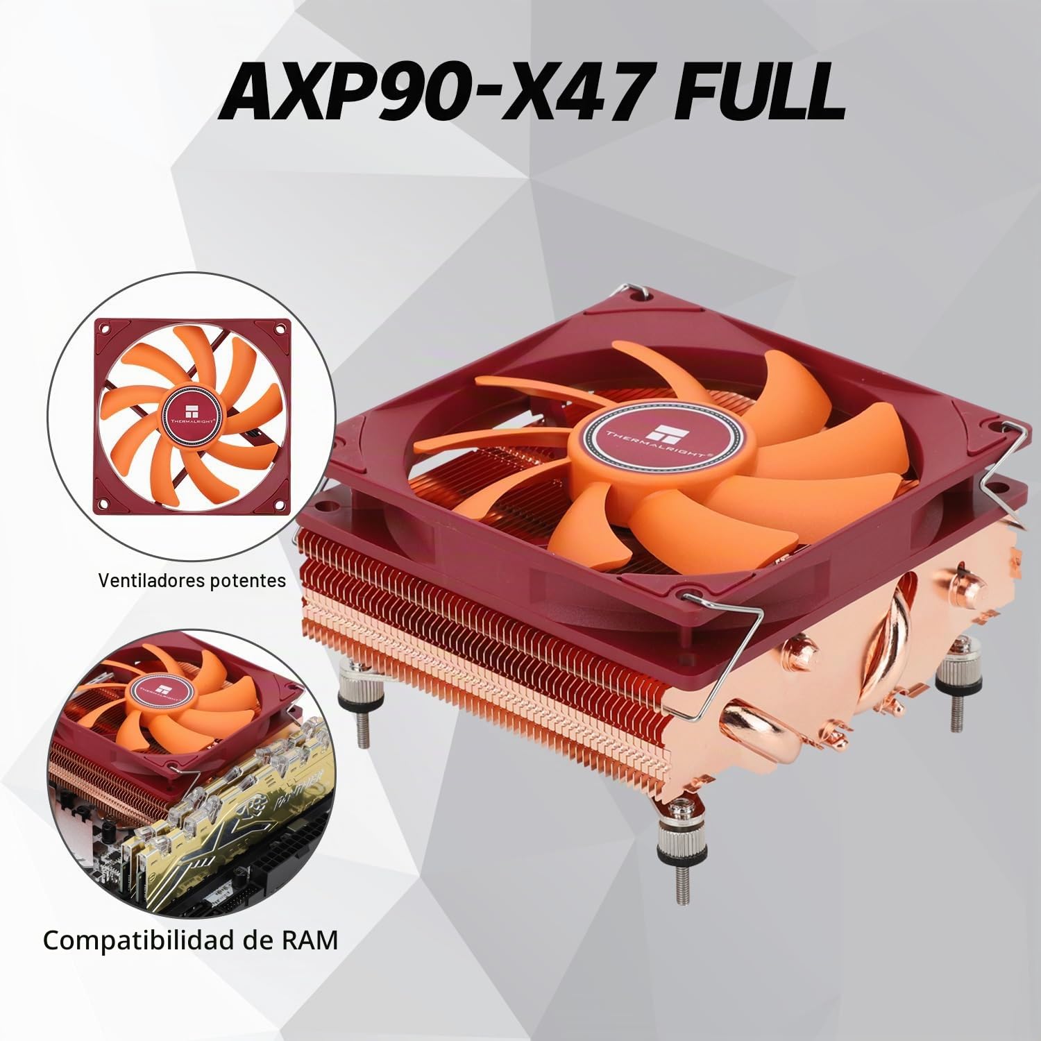 TR AXP90-X47 - Enfriador de CPU (47 mm, ventilador PWM TL-9015R Slin, tecnología AGHP, para AMD AM4, Intel 1150, 1151, 1155, 1156 y 1200)