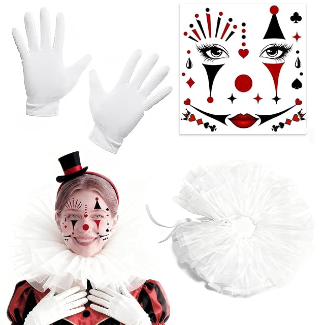 COUOCRE Collar de Payaso Blanco con Volantes