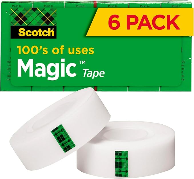 Scotch magic tape, 6 rolls, numerous applications, invisible, engineered for repairing, 3/4 x 1000 inches, boxed (810k6): Buy Online at Best Price in UAE
