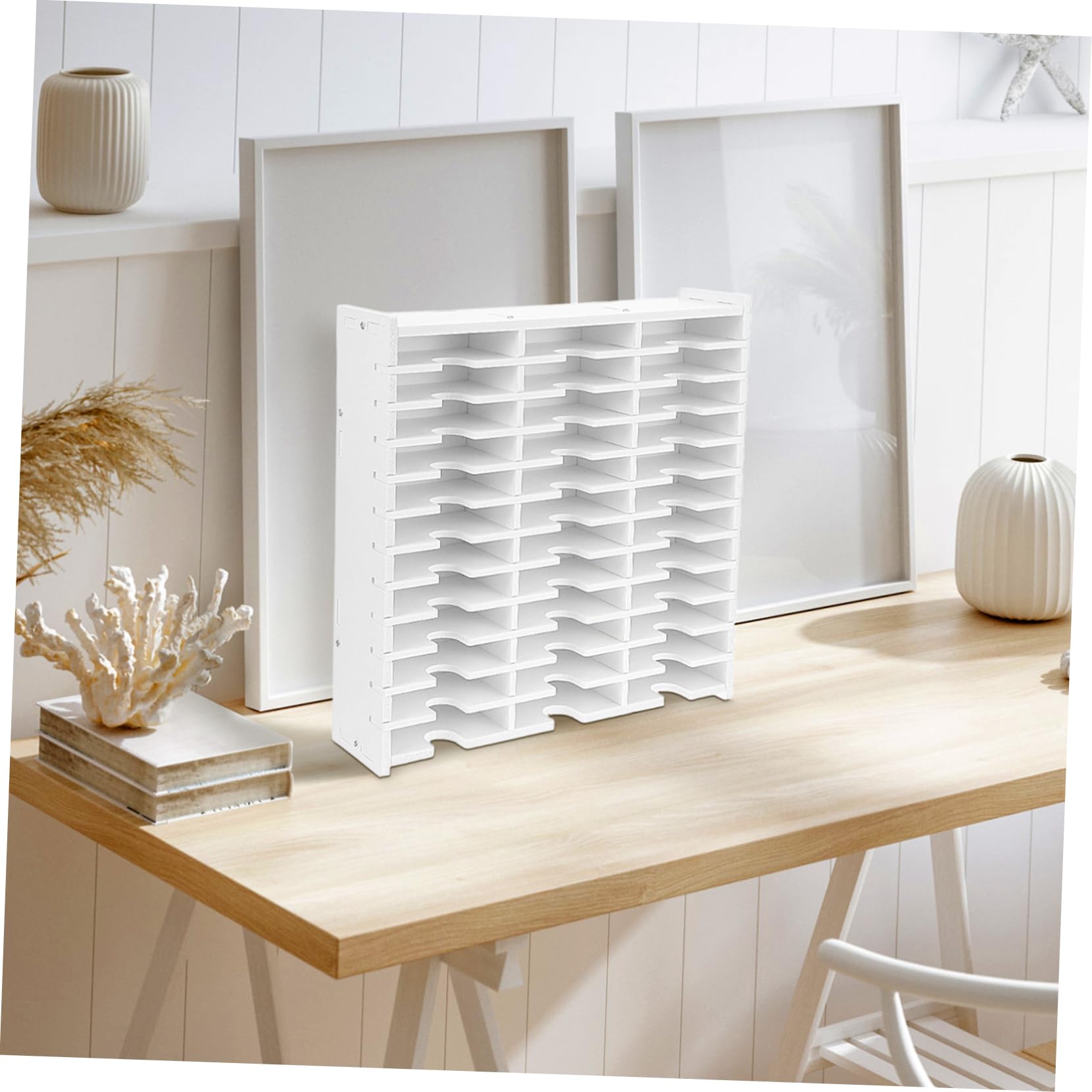 Didiseaon Scatola Porta CD da Tavolo in PVC Bianco, Multi-Scomparto, Resistente All’Usura, per Proteggere i Dischi e Organizzare L’Ufficio
