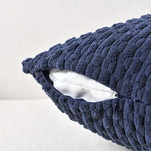Miniatura 3 de Fancy Homi Paquete de 2 fundas de almohada decorativas azul marino de 26 x 26 pulgadas para sofá y cama, decoración moderna de estilo bohemio y