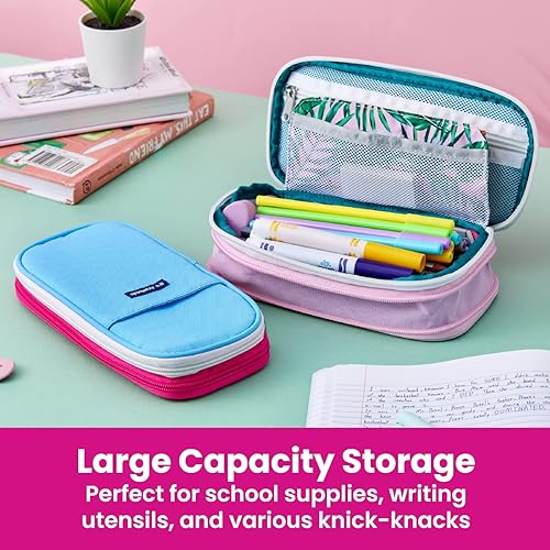 Miniatura 2 de It's Academic Estuche expansible para lápices, bolsa portátil para suministros escolares y de oficina, bolsa organizadora de viaje, compacta, alta