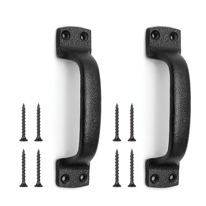 Buy Livfodrm Black Door Handles Barn Door Pull Handle, Cast Iron Door