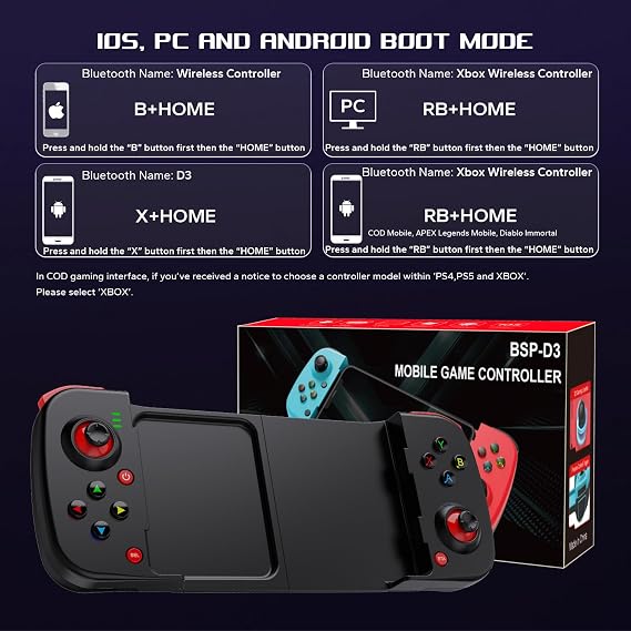 Joso Wireless Controller for iPhone16,15,14,13,12/Android/PC/Appl Arcade MFi Games, Streaming on PS4/Xbox/PC Console, Cloud Gaming Gamepad Joystick, Emulator, Call of Duty, Fortnite & More Support