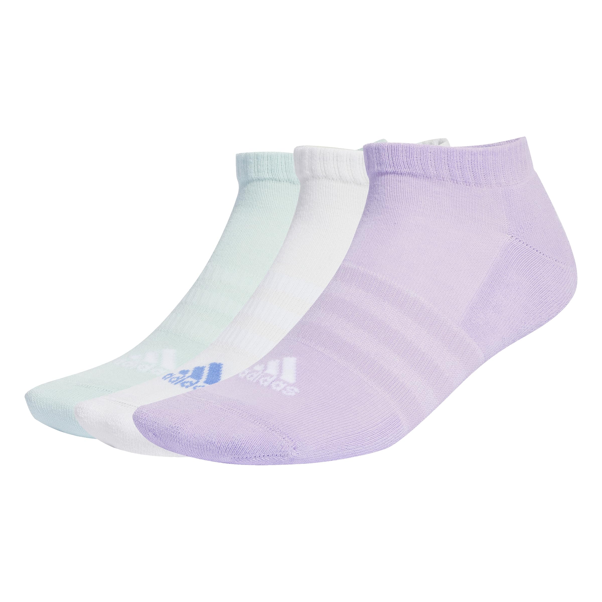 adidas Unisex Cushioned Low-Cut Socks 3 Pairs, Powder Plum/White/Halo Mint, 5-6 Years