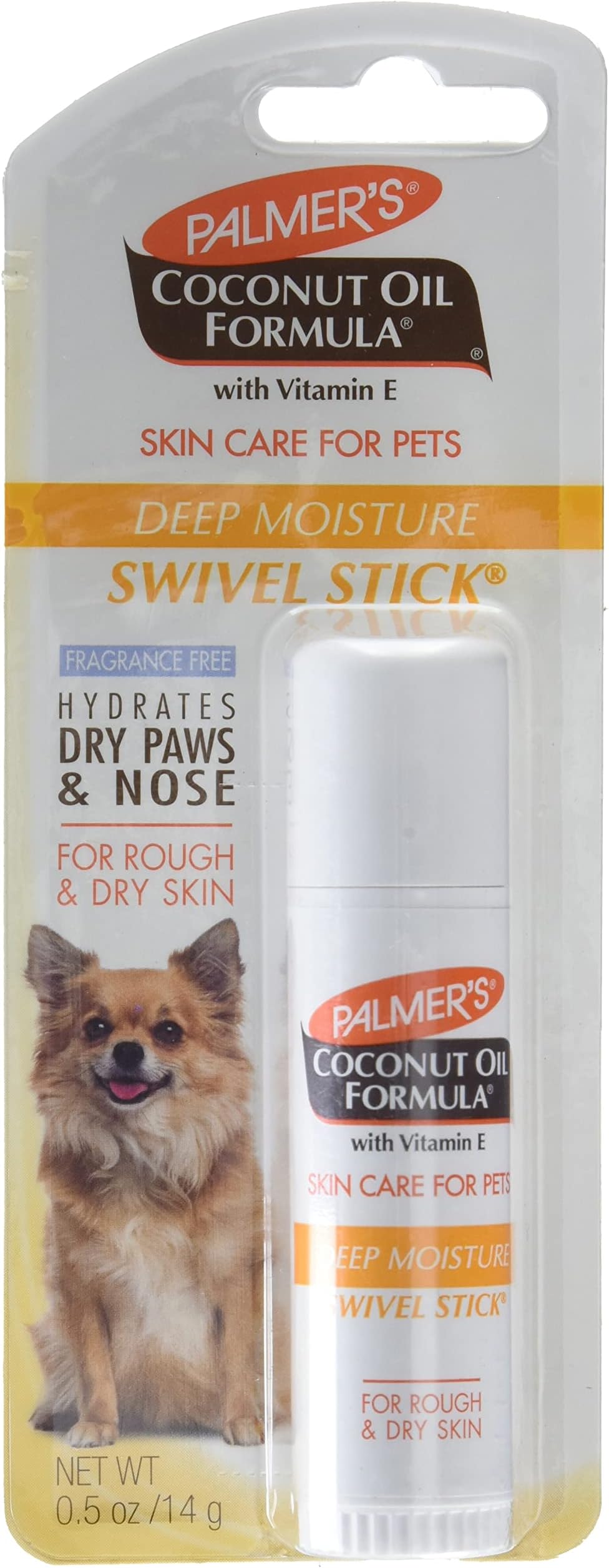 Palmer's Coconut Oil Moisturizing Nose & Paw Swivel Stick for Dogs | Fragrance Free Cocoa Butter Nose & Paw Balm Swivel Stick with Monoi Oil & Sweet Almond Oil - 0.5oz