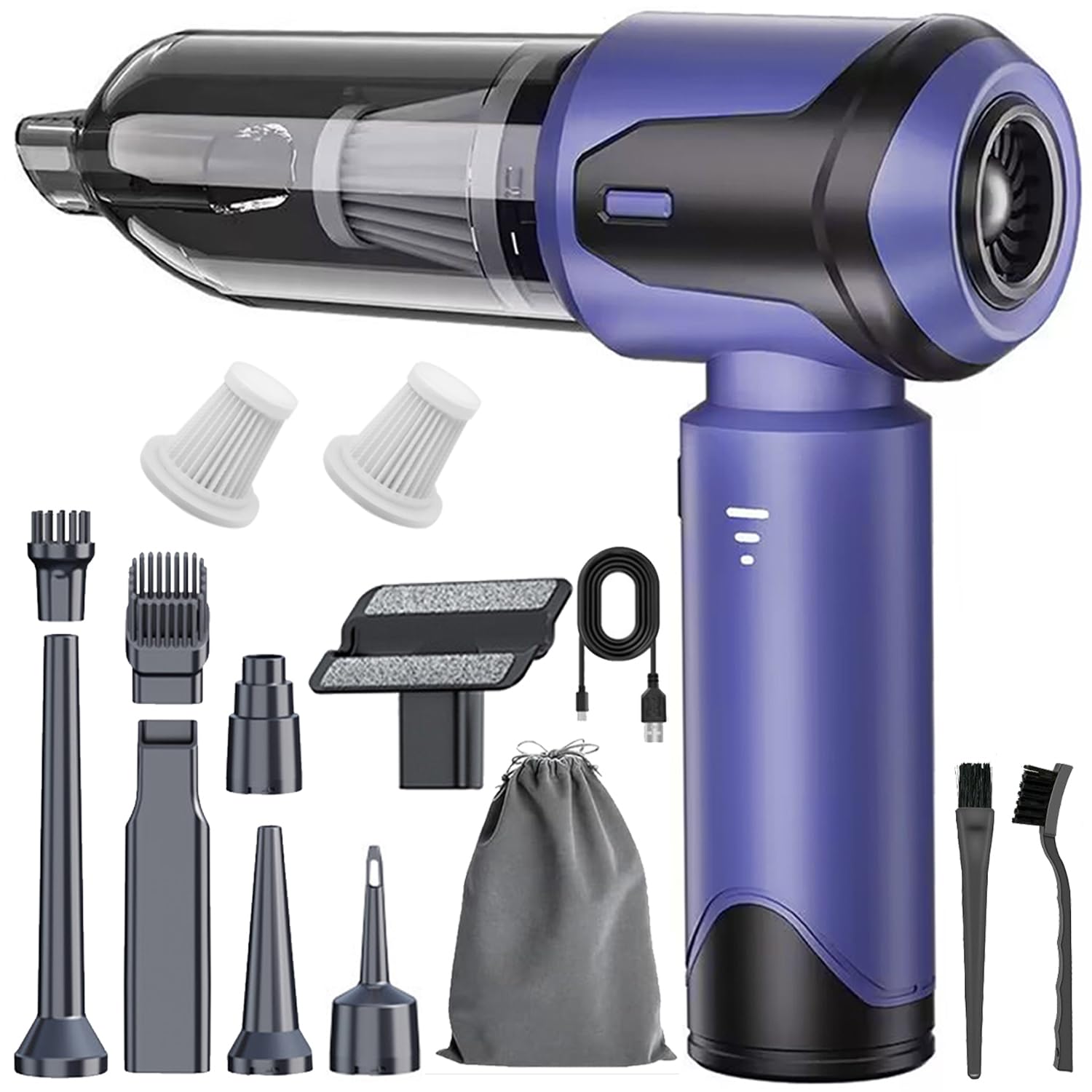 Cordless Handheld Vacuum Cleaner, Cordless Brushless Motor, 20000PA 4 in 1 Air Duster and Vacuum Cleaner, Multi-Nozzle, 120W High Power Hand Vacuum Cleaner for Car, Home,-image-0