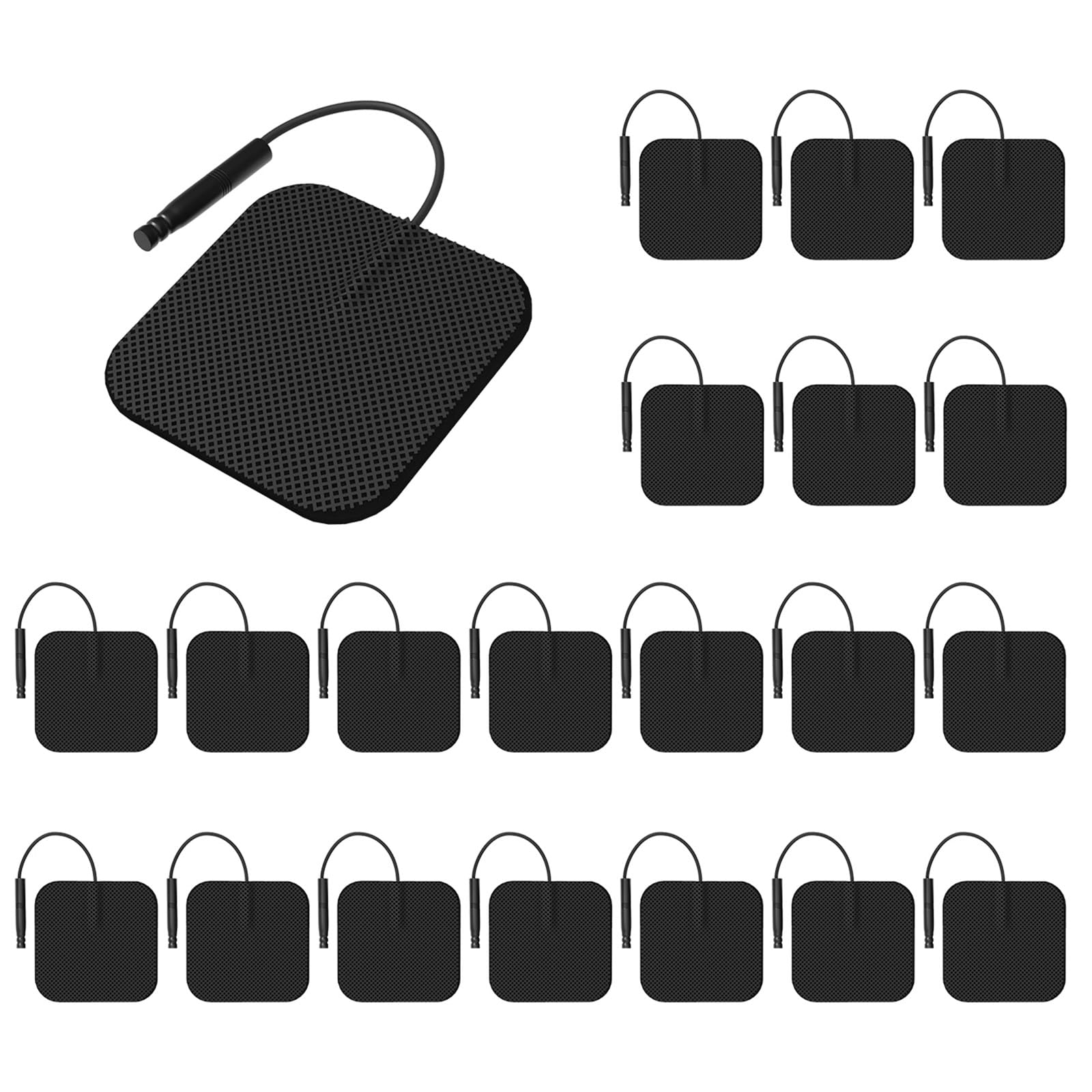 20Pack TENS Unit Electrode Pads with Reusable Self-Adhesive Performance, BHK-TENS Replacement Pads Compatible with TENS 7000/ TENS 3000/ AUVON/Neocarbon/TENKER, Eelectrodes Use 2mm Lead Wires