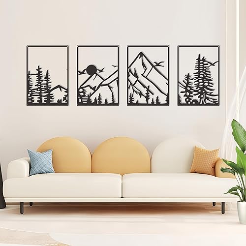 DICYWUDI Black Metal 47.24 x 15.7 inch Mountain Wall Decor