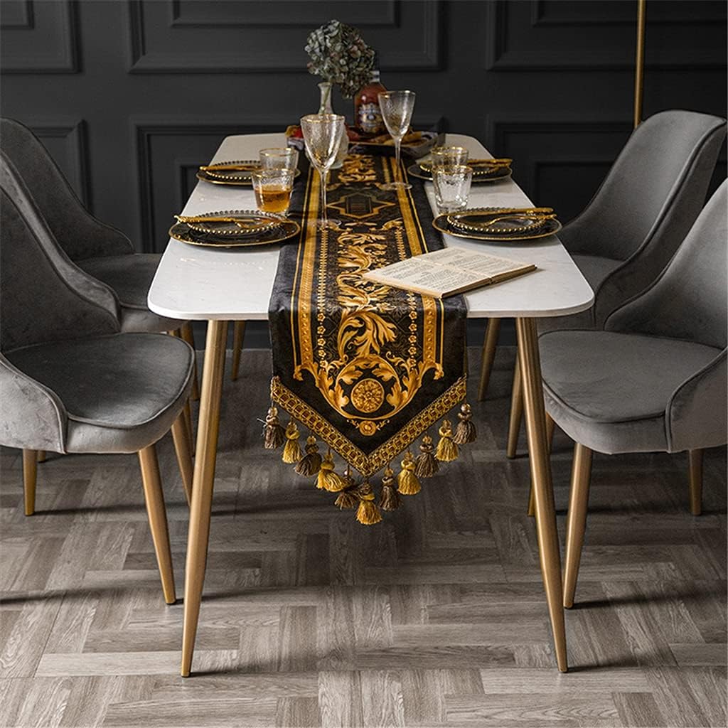 JSEIAJB European Retro Long Strip Table Runner American Dining Table Coffee Table TV Cabinet Bed Flag Strip Decoration Cover Cloth(D,30x200cm)