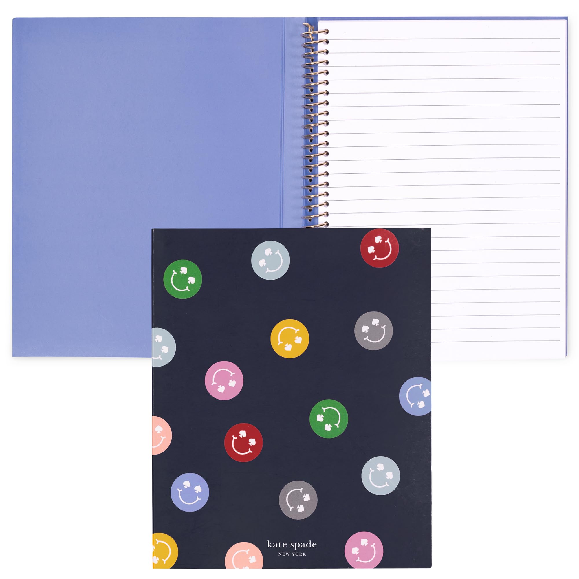 kate spade new york Small Concealed Spiral Notebook, 8.25" x 6.75" Journal Notebook with 112 Lined Pages (Spade Smiley) — image 1
