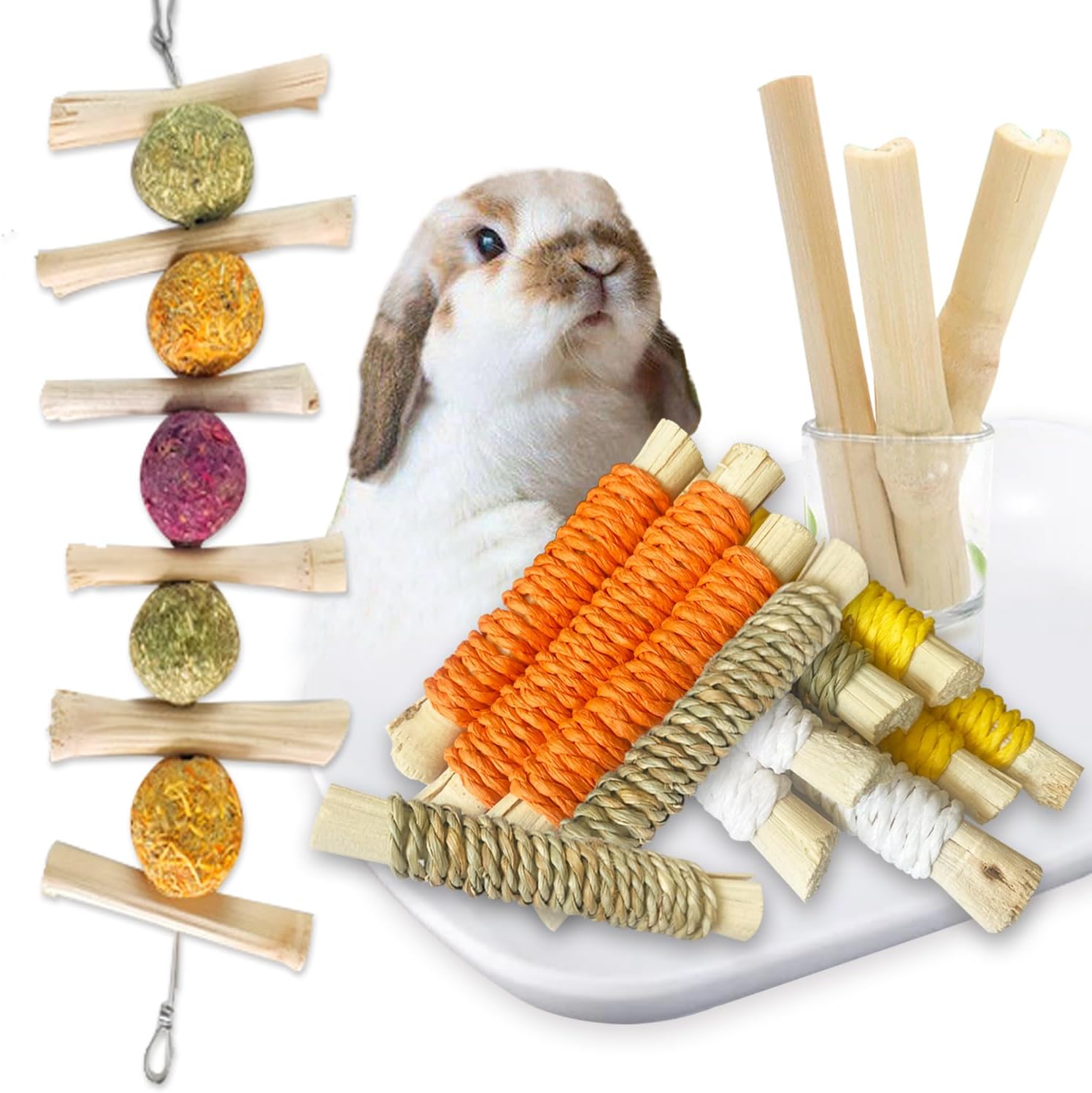Dbeans Flourithing Natural Grass Weave Bunny Chew Toys