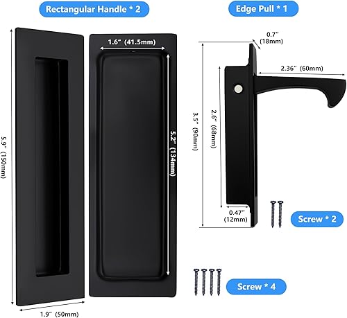 Miniatura 2 de Dontay Manijas de puerta corredizas con bolsillo, accesorios de puerta de bolsillo de acero inoxidable 304 sin bloqueo, tiradores de dedo