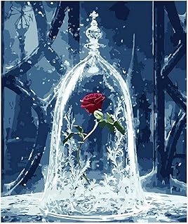 Dipingi per numero Kit, Dipinto ad olio Fai da te True Love Rose Disegno su tela con pennelli Decorazioni di Natale Decorazioni Regali - Frameless 16 * 20 pollici
